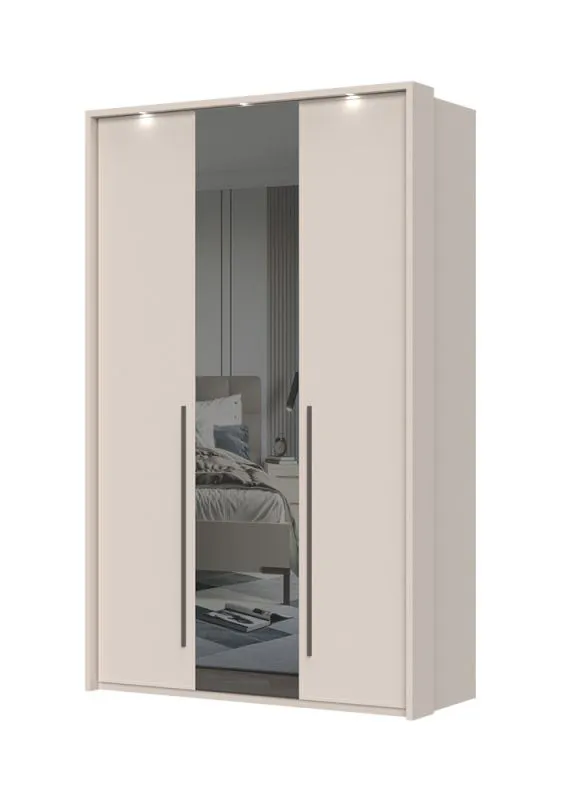 Armadio battente Neiafu 61 | 224 x 137 x 56 cm | 6 ripiani | 1 anta specchio | LED | Soft-Close