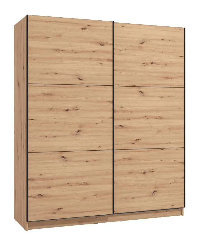 Armadio scorrevole "Kule" 01 | Rovere Artisan | 2 ante | 6 scomparti | 210 x 179 x 62,5 cm