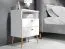 Comodino Almyros 01 bianco | Maniglie e gambe oro | 2 cassetti | 1 vano a giorno | 69,5 x 50 x 34 cm