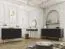 Credenza nera Horsham 60 | 3 ante push-to-open | 6 scomparti | Gambe oro | Ripiani in legno | 85x160x39 cm