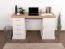Scrivania Badile 17 | Bianco pino e marrone | 80x147x55 cm | 4 cassetti e anta | Stile country