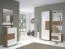 Appendiabiti da parete Manase 12 | Rovere marrone e bianco lucido | 126 x 59 x 22 cm | 4 ganci e ripiano