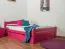 Letto matrimoniale Easy Premium Line K4 | Faggio massello laccato rosa | 2 cassetti | Pannello laterale | 140 x 200 cm