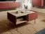 Tavolino moderno Cascob 04 | 97 x 65 x 45 cm | rosso ceramica e rovere | 2 cassetti | bordi ABS | struttura robusta