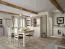 Scrivania Badile 17 | Bianco pino e marrone | 80x147x55 cm | 4 cassetti e anta | Stile country