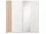 Armadio ad ante scorrevoli "Almyros", bianco, doghe decorative in rovere Artisan, 5 scomparti, 1 barra appendiabiti, 1 specchio, 200,5 x 62 x 198,5 cm