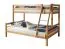 Letto a castello per ragazzi Henry 31 | Legno grezzo faggio massello | 90x200 cm sopra, 140x200 cm sotto