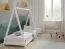 Letto casetta per bambini in pino massello laccato bianco | Rete a doghe inclusa | 80 x 160 cm