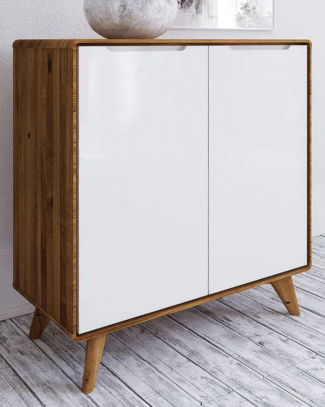 Cassettiera Timaru 06 | Rovere selvatico oliato e bianco | Parzialmente massello | 92 x 90 x 40 cm