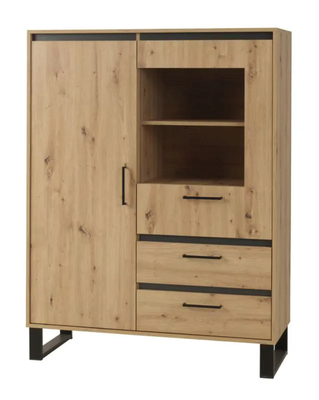 Vetrina moderna "Kanel" 06 | Rovere e antracite | 150 x 115 x 41 cm | Ampio spazio e design elegante