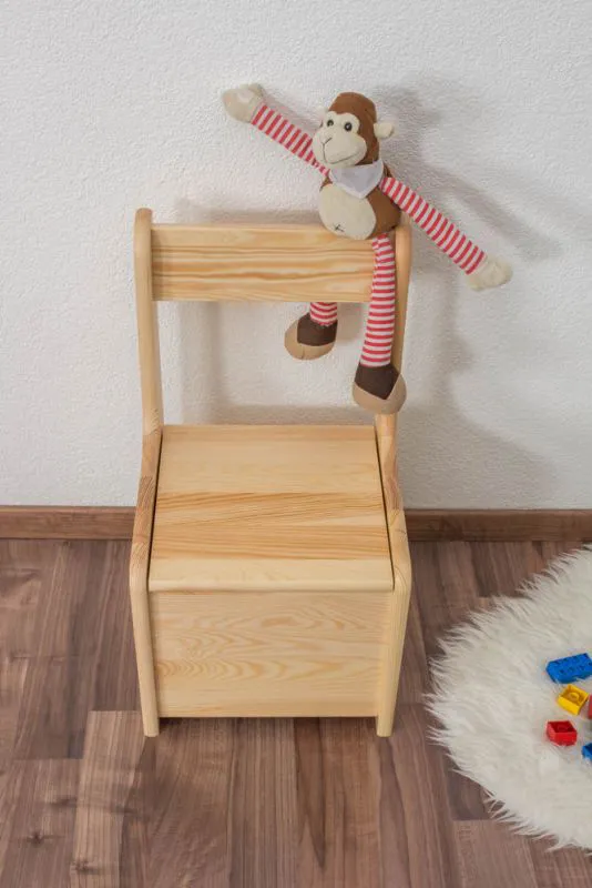 Sedia con contenitore in pino massello naturale Junco 258 | Design moderno | 32 x 63 x 34 cm | Seduta comoda | Finitura di qualità