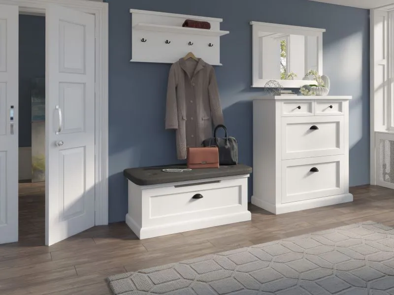 Set guardaroba ingresso Veternik 4 pezzi | Bianco elegante | Design moderno | Easy Möbel