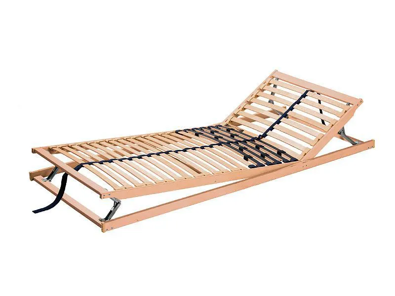 Rete singola a doghe in legno 140 x 200 cm | Poggiatesta e poggiapiedi regolabili | Comfort personalizzato