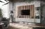 Pensile da soggiorno Kinn 04 | Rovere Artisan e grigio | 148 x 220 x 35 cm | 4 ante, 8 vani