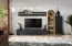 Parete attrezzata "Storli" 02, color rovere ribbeck / nero, 11 scomparti, 1 armadio, 1 scaffale, 1 mensola, 1 mobile TV, sistema "push to open", 240 x 40 x 127 cm