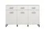 Credenza Sabas 11 bianca | 3 cassetti, 3 ante, 6 scomparti | Maniglie e gambe nere | 90 x 138 x 40 cm