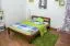 Letto alla francese "A5", pino massiccio, color noce, incl. rete a doghe - 140 x 200 cm
