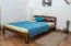 Letto alla francese "A5", pino massiccio, color noce, incl. rete a doghe - 140 x 200 cm