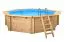 Piscina Sunnydream 04 in legno di pino, naturale, 5,30 x 1,36 metri, incluso sistema di filtraggio premium, materiale filtrante, scala per piscina, liner per piscina, telo per pavimento e pareti, giunti angolari in acciaio inox