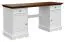 Set ufficio 3 pezzi Gyronde | Pino massiccio bianco/noce | Stile country elegante | Maniglie oro | Ampio spazio