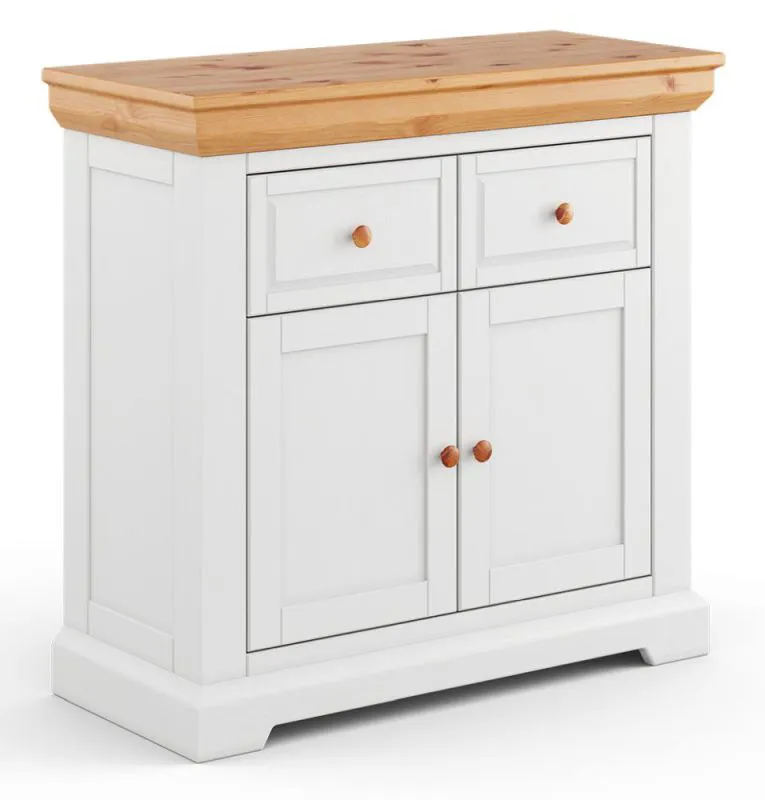 Cassettiera Bresle 09 in pino massiccio | Bianco/naturale | 92 x 95 x 41 cm | Stile country elegante