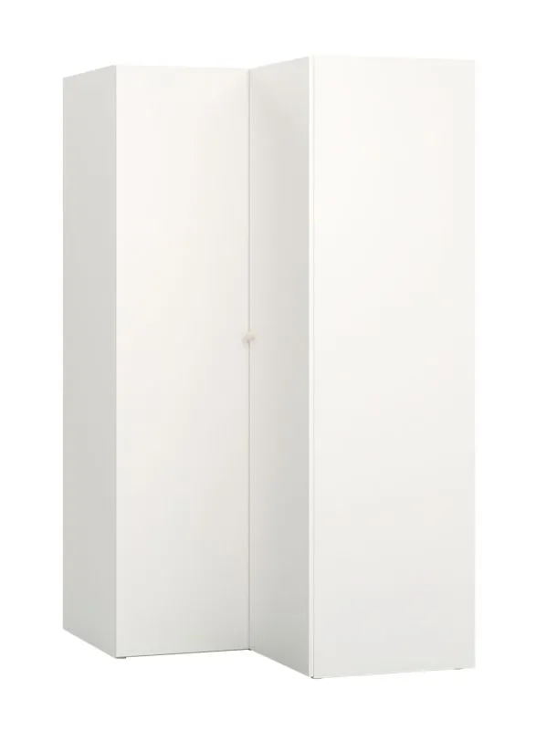 Armadio angolare elegante con LED e sensore movimento Aenna 03 | Maniglie bianche | Bianco/Grigio | 202.5 x 108.5 x 111 cm
