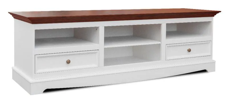 Mobile TV "Gyronde" 10 in pino massiccio | Bianco e noce | 53 x 167 x 53 cm | Stile rustico elegante