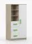 Guardaroba con ante battenti "Smolikas" 28 | Rovere Sonoma e bianco | 7 scomparti, 3 cassetti | Maniglie verdi | 159 x 80 x 40 cm
