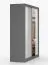 Armadio scorrevole "Gorski" 07 | Bianco opaco e grigio | Specchio integrato | 2 ante | 6 scomparti | 218 x 183 x 61 cm