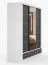 Armadio scorrevole Lusatian 37 | Bianco/Nero | Specchio frontale | 3 ante, 7 scomparti, 4 cassetti | 218 x 250 x 61 cm