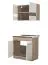 Cucina "Kolubara" 03, grigio rovere / bianco, 1 pensile con ante in vetro, bordi in ABS, lunghezza 80 cm