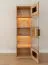 Armadio a muro Rania 16 rovere/nero | Legno massiccio | 142 x 43 x 33 cm | Frontale vetro e legno | LED integrato