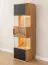 Armadio a muro Rania 16 rovere/nero | Legno massiccio | 142 x 43 x 33 cm | Frontale vetro e legno | LED integrato