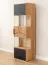 Armadio a muro Rania 16 rovere/nero | Legno massiccio | 142 x 43 x 33 cm | Frontale vetro e legno | LED integrato