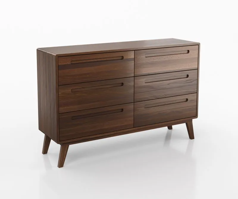Cassettiera Engordany 02 | Faggio massello laccato noce | 6 cassetti | Sistema Soft-Close | 90 x 140 x 39 cm