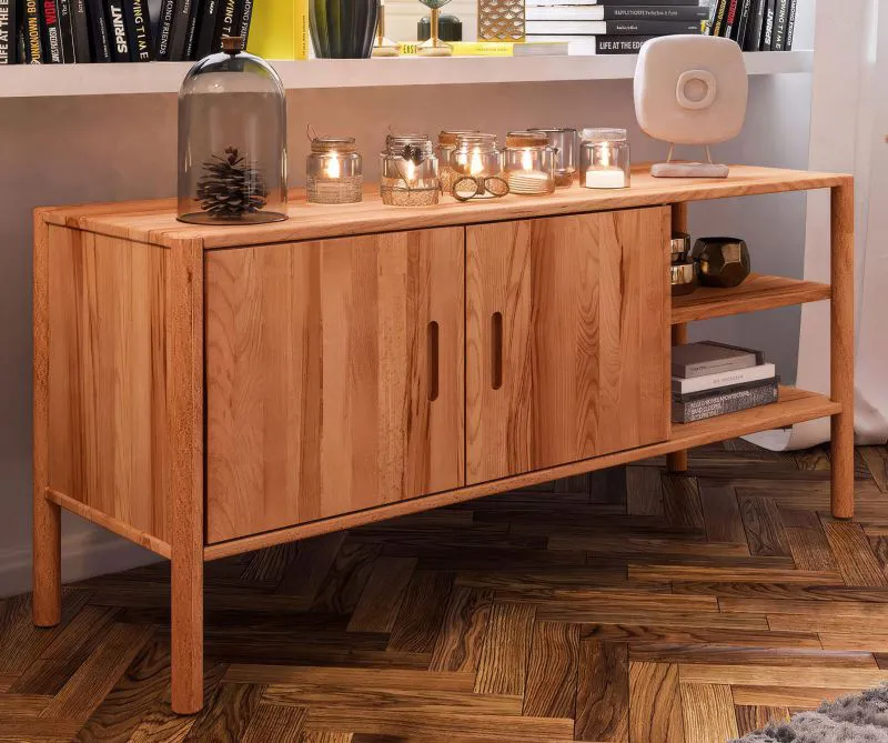 Cassettiera Wellsford 25 in faggio massello oliato | Design elegante | 64 x 142 x 46 cm