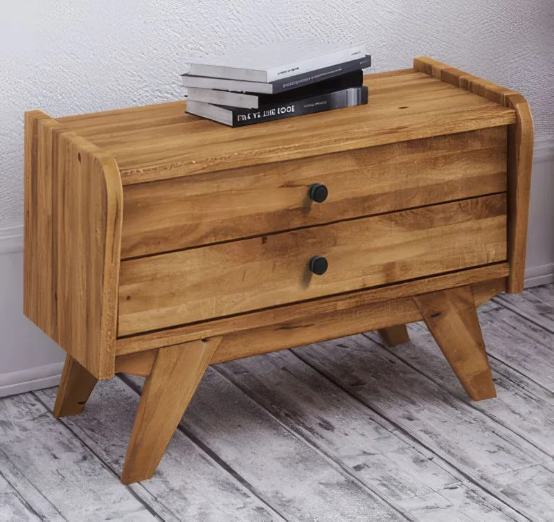 Comodino Otago 05 | Rovere massello selvatico oliato | 2 cassetti | 43 x 55 x 39 cm