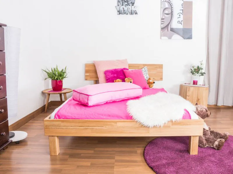 Letto alla francese "Wooden Nature" 02, rovere massello, oliato - 140 x 200 cm (l x l)