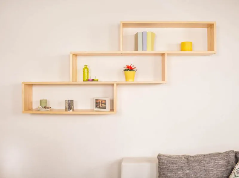 Mensola a muro in pino massello naturale Junco 280 | 85 x 180 x 20 cm | Design moderno e robusto