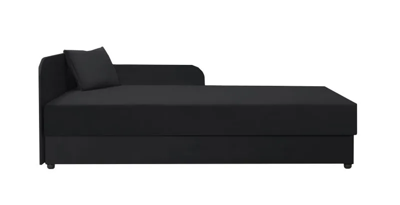 Letto da giorno moderno nero Lobatos 61 | Divano letto con contenitore | Superficie 80 x 195 cm | Testata sinistra | Nucleo a molle Bonell