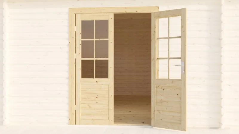 Porta doppia per casetta da giardino 44 mm | Vetro isolante | 1420 x 1958 mm | Marrone