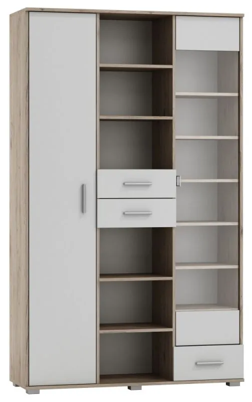 Vetrina moderna Kavieng 22 | Rovere e bianco elegante | 200 x 120 x 40 cm | Ampio spazio e stile