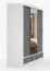 Armadio scorrevole Lusatian 34 | Bianco e grigio | 3 ante con specchio | 7 scomparti, 4 cassetti | 218 x 250 x 61 cm