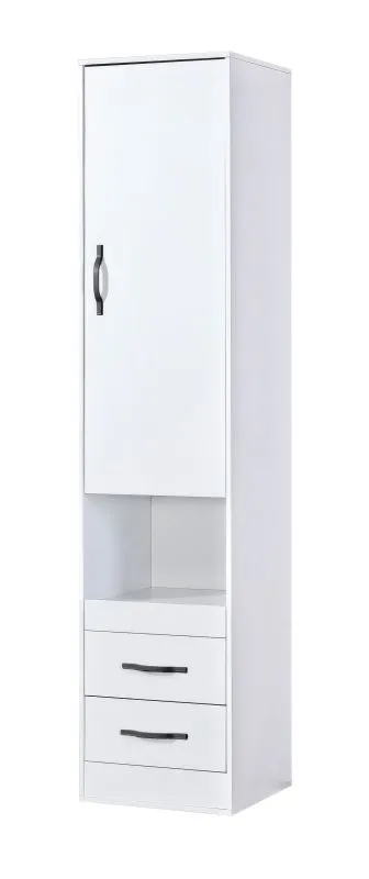 Armadio | Colore: bianco / nero | 50 x 50 x 225 cm | Maniglie in metallo | 1 anta | 2 cassetti | 4 ripiani | 5 scomparti | Nalut 02