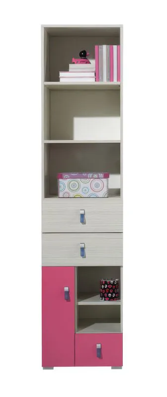 Armadio cameretta "Felipe" 04 rosa/bianco | Design moderno | 190 x 45 x 40 cm | 3 cassetti | 1 anta