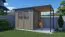 Casetta da giardino "Ense" 03 con estensione tetto, grigio / antracite, incl. pavimento - SU: 6,93 m², tetto a una falda