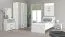 Armadio Brus 10 | Bianco e effetto cemento | 6 scomparti | 1 anta a specchio | 203,5 x 119 x 53 cm
