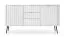 Comodino bianco Makreb 07 con 3 cassetti, 87 x 168 x 39 cm, gambe in metallo nero, frontale intagliato, chiusura ammortizzata, 4 scomparti, 2 ante, ABS