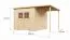 Casetta da giardino "Mainz" 04 con estensione tetto, legno grezzo, incl. pavimento - spessore 19 mm, 3,84 x 2,39 metri, tetto piano