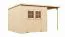 Casetta da giardino "Mainz" 04 con estensione tetto, legno grezzo, incl. pavimento - spessore 19 mm, 3,84 x 2,39 metri, tetto piano